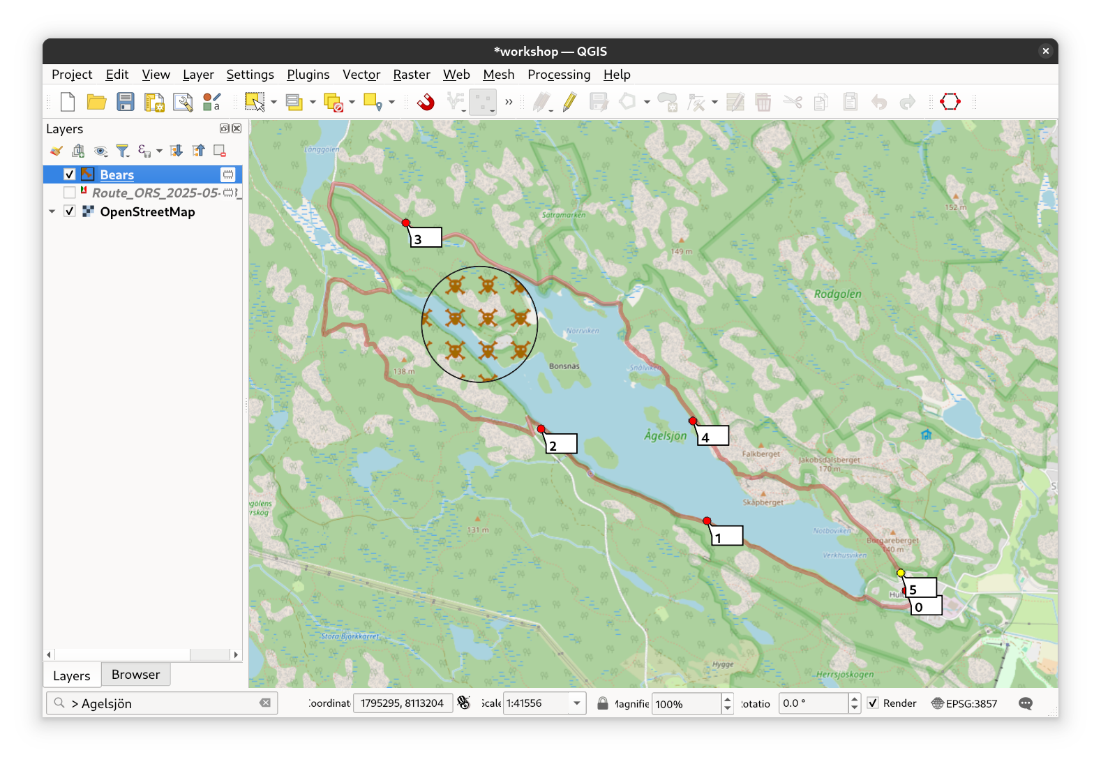 The bear avoiding route