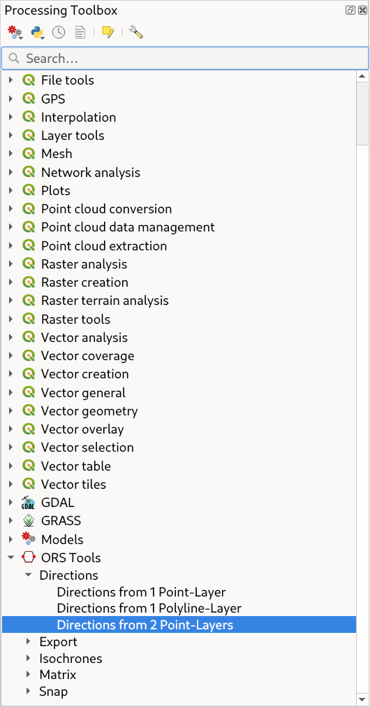 The processing tool in the toolbox