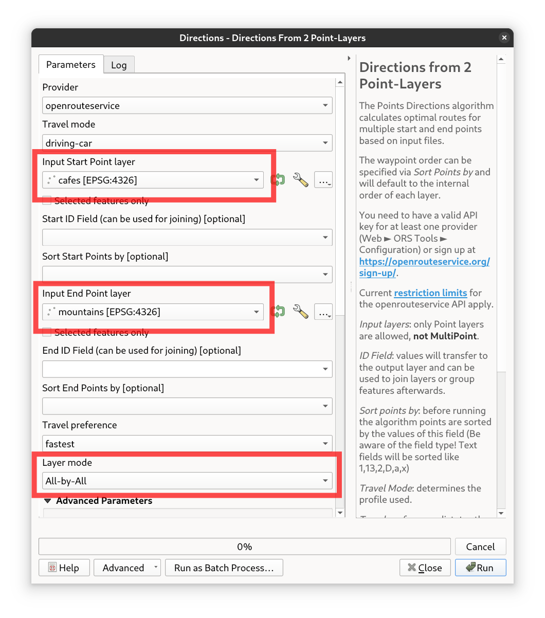 The user interface of the processing tool