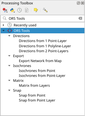 The processing tools in the toolbox