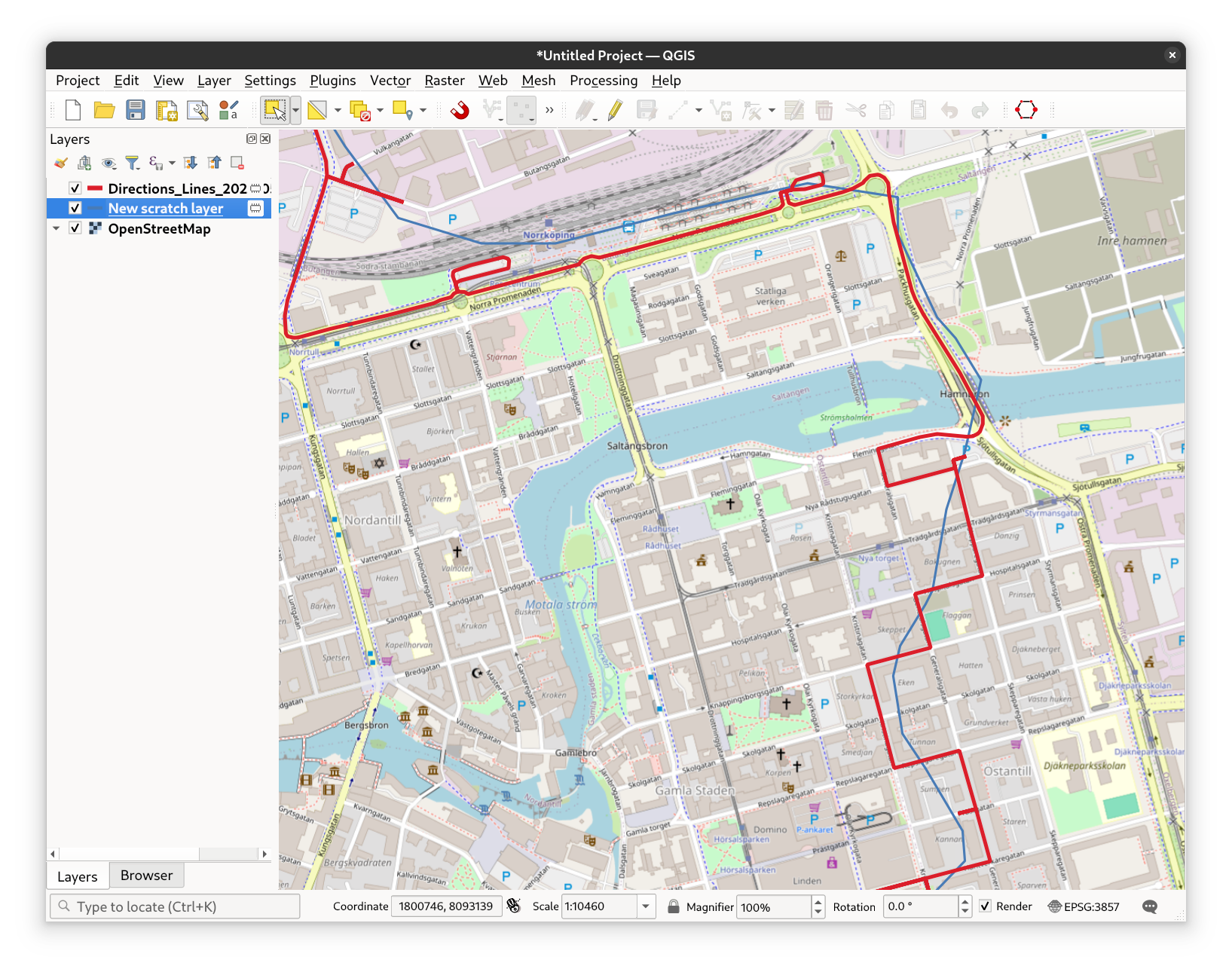 Directions from 1 Line-Layer tool interface